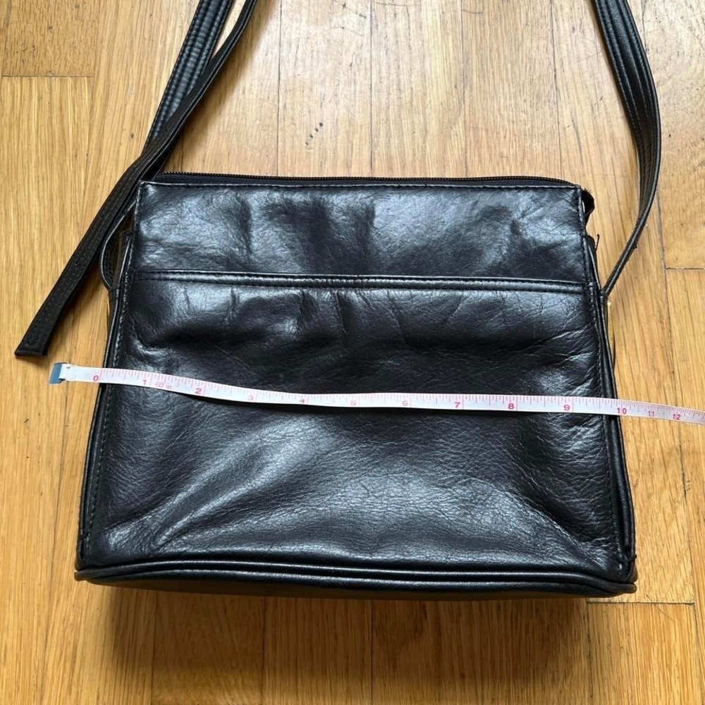 Black Leather Crossbody Bag with Adjustable Strap - Picture 4 of 6